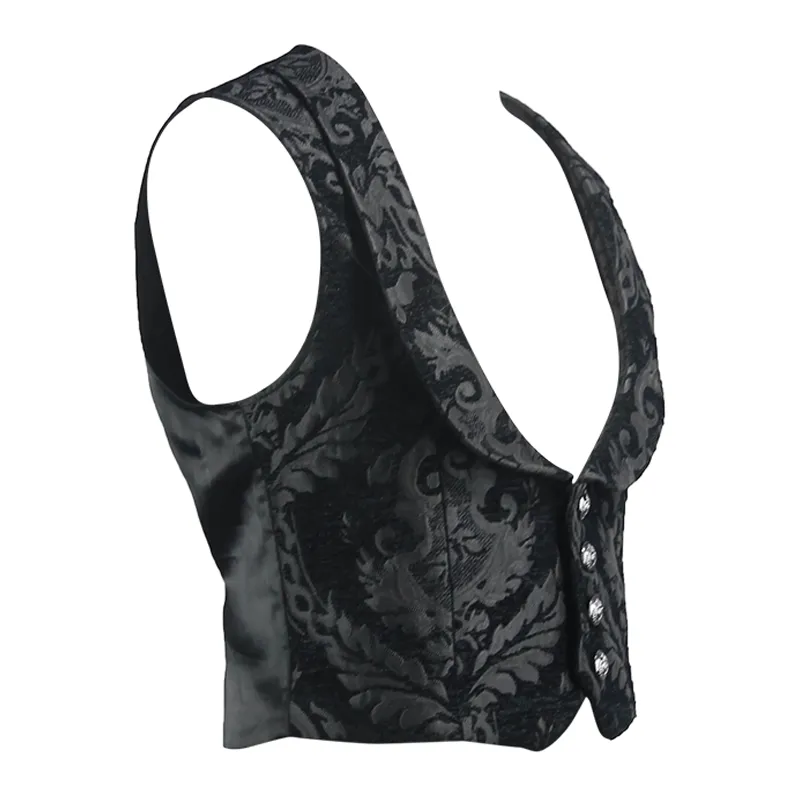 Herren-Gothic-Einreihige-Jacquard-Weste