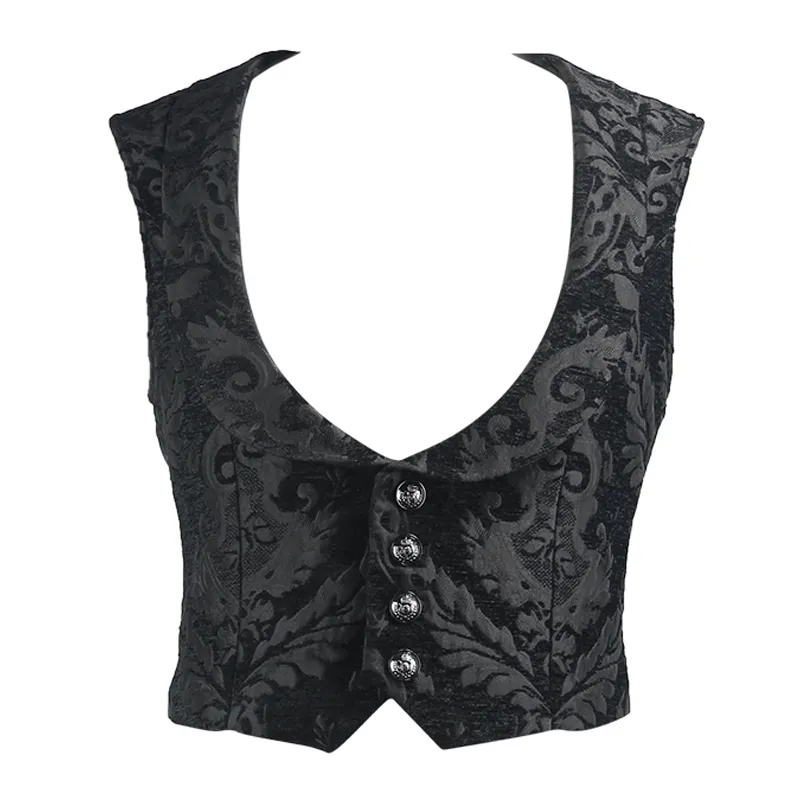 Herren-Gothic-Einreihige-Jacquard-Weste