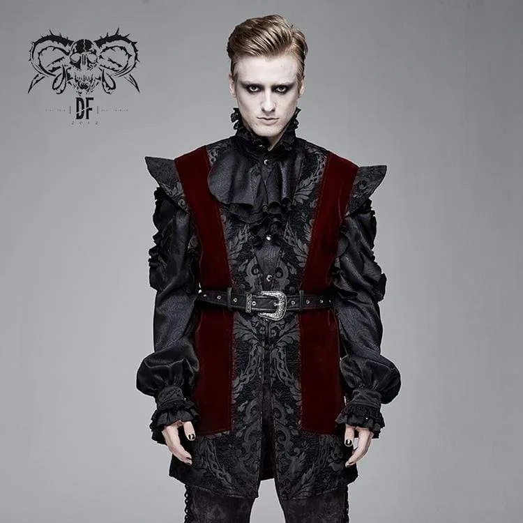 Herren-Gothic-Samtweste mit Taillengürtel