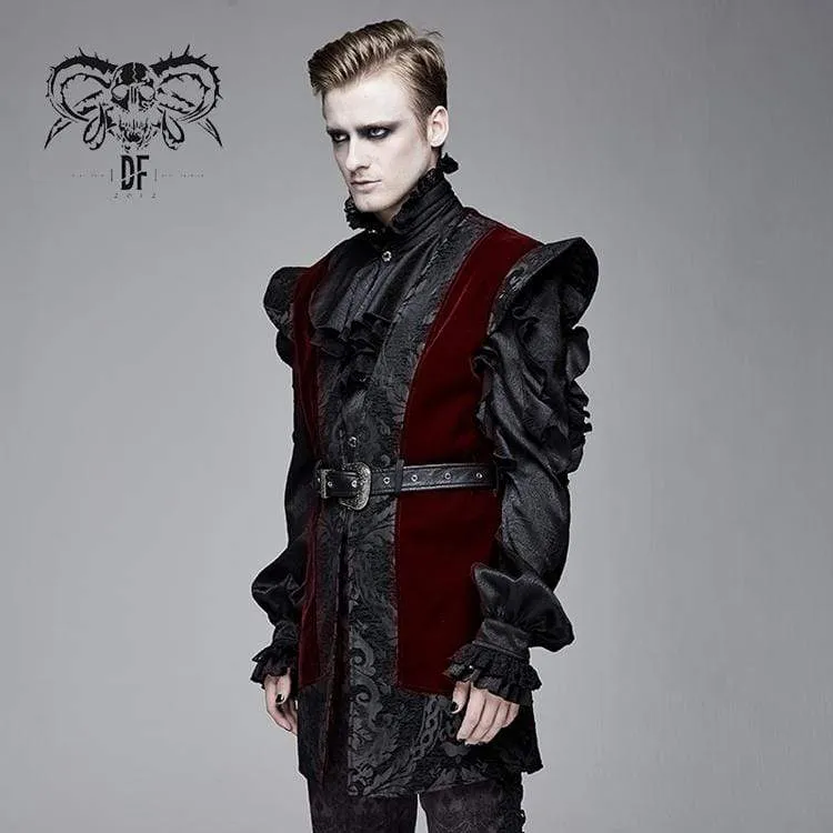 Herren-Gothic-Samtweste mit Taillengürtel