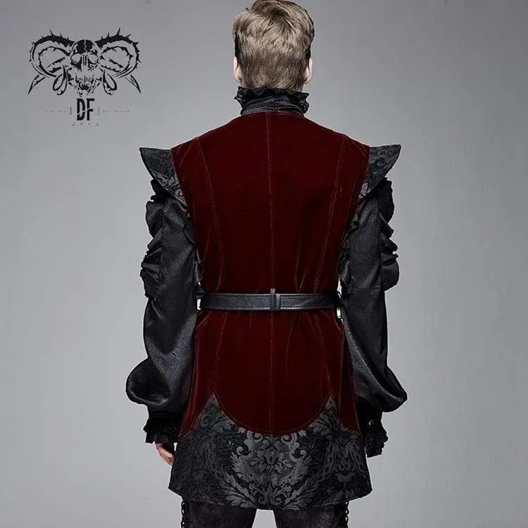 Herren-Gothic-Samtweste mit Taillengürtel