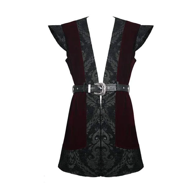 Herren-Gothic-Samtweste mit Taillengürtel