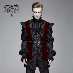 Herren-Gothic-Samtweste mit Taillengürtel