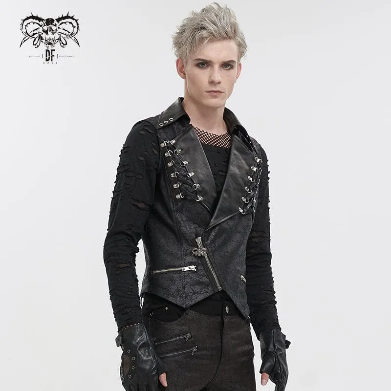 Herren Gothic Asymmetrische Reißverschluss-Schnürweste