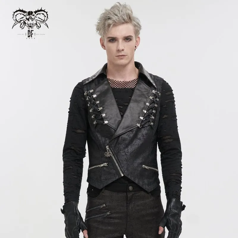 Herren Gothic Asymmetrische Reißverschluss-Schnürweste