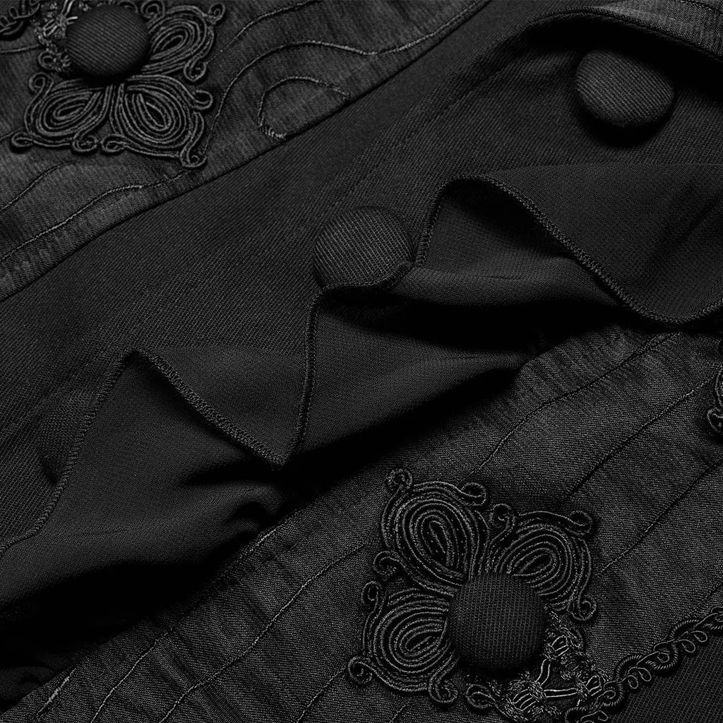 Herren-Gothic-Weste mit floraler Stickerei und Rüschen