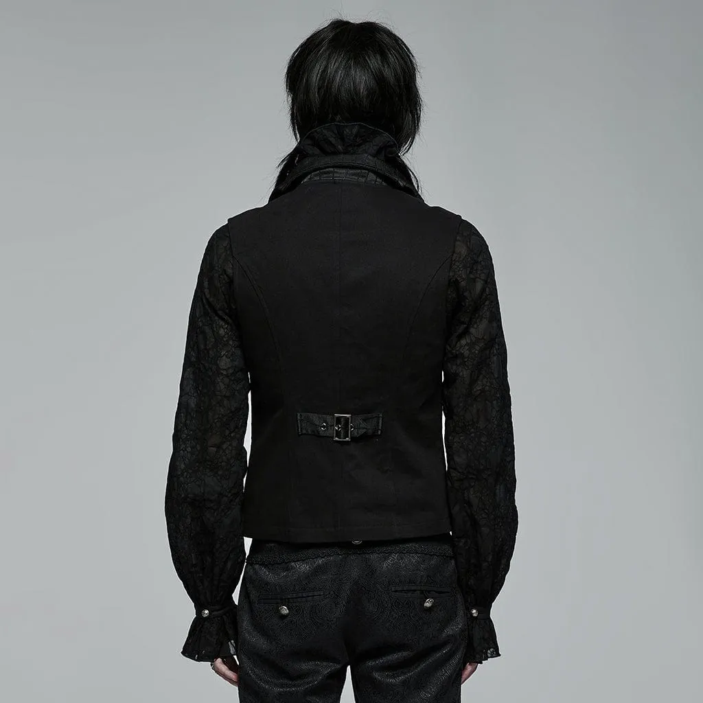 Herren-Gothic-Weste mit floraler Stickerei und Rüschen