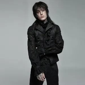 Herren-Gothic-Weste mit floraler Stickerei und Rüschen
