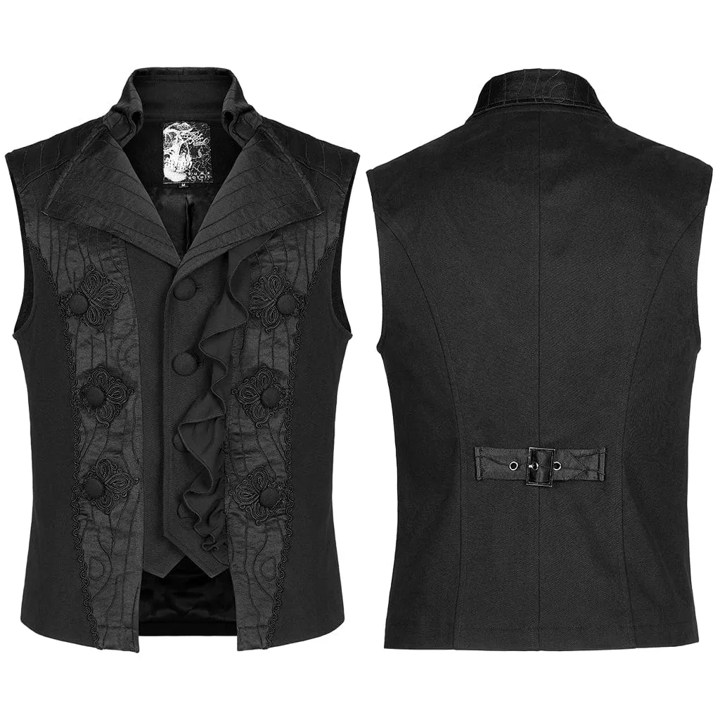 Herren-Gothic-Weste mit floraler Stickerei und Rüschen