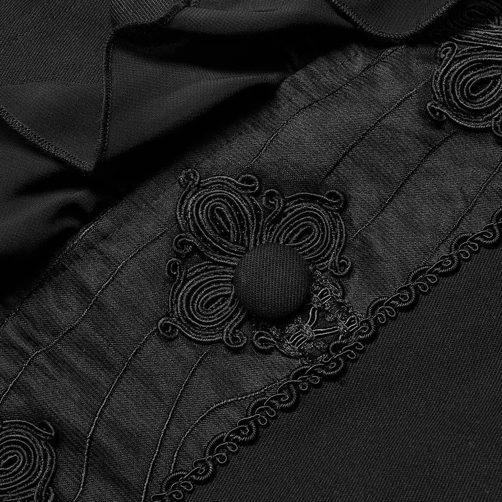 Herren-Gothic-Weste mit floraler Stickerei und Rüschen