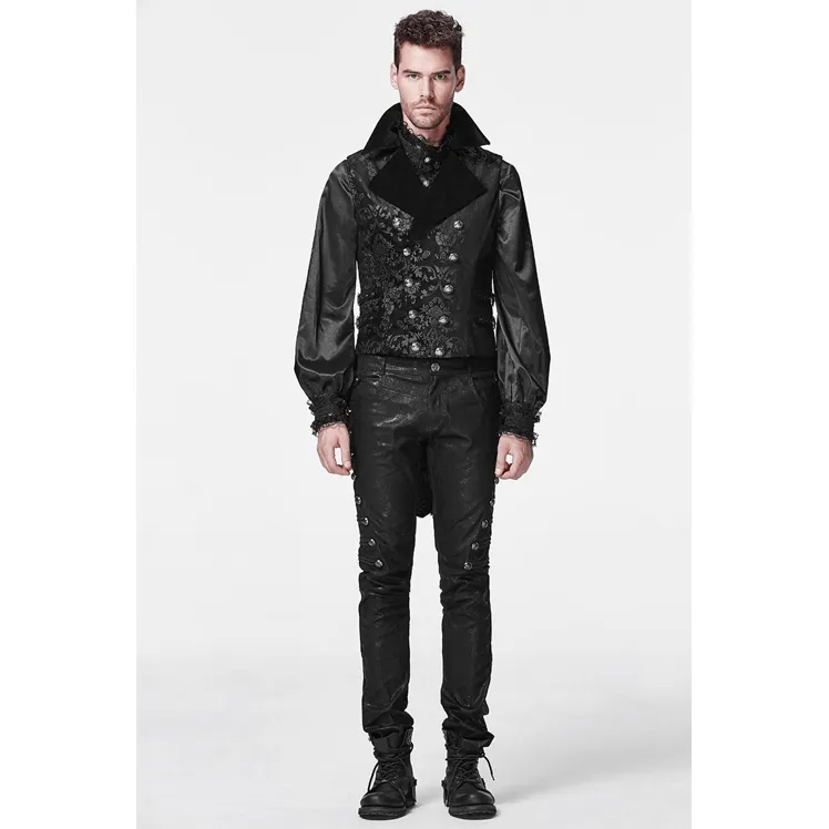 Herren-Gothic-Blumenprint-Weste mit hoher/niedriger Taille