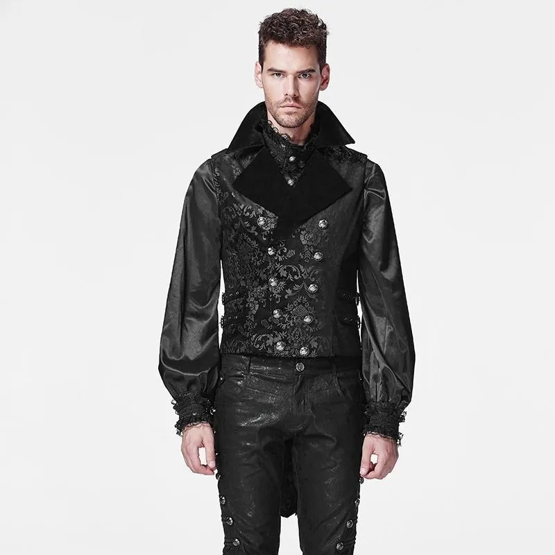 Herren-Gothic-Blumenprint-Weste mit hoher/niedriger Taille