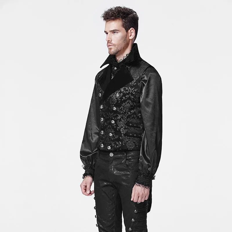 Herren-Gothic-Blumenprint-Weste mit hoher/niedriger Taille