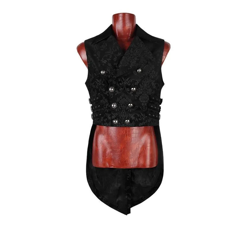 Herren-Gothic-Blumenprint-Weste mit hoher/niedriger Taille