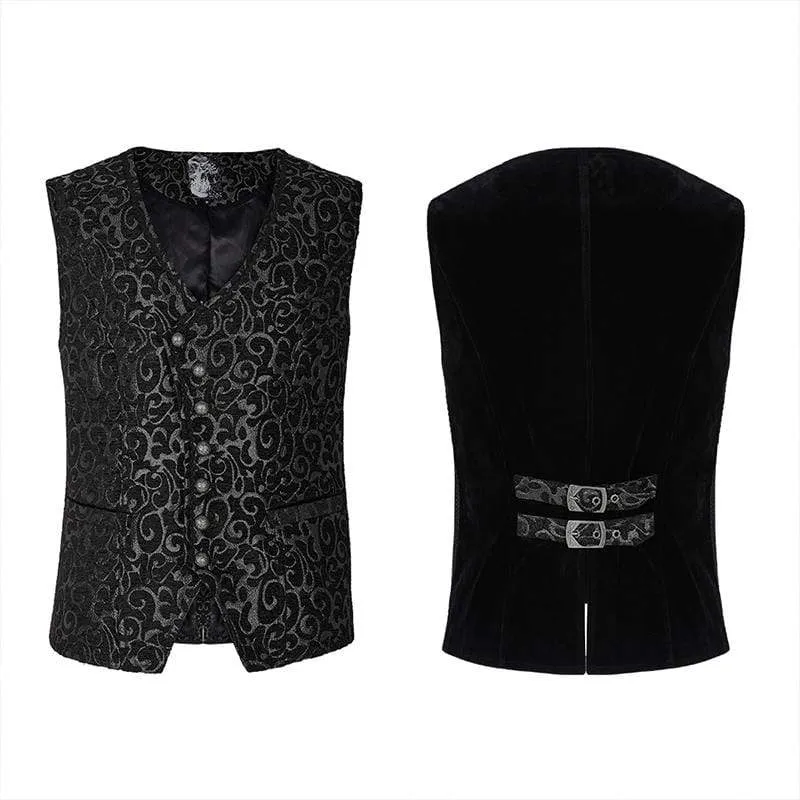 Herren Gothic Prächtige Jacquard-Westen Mit Tasche