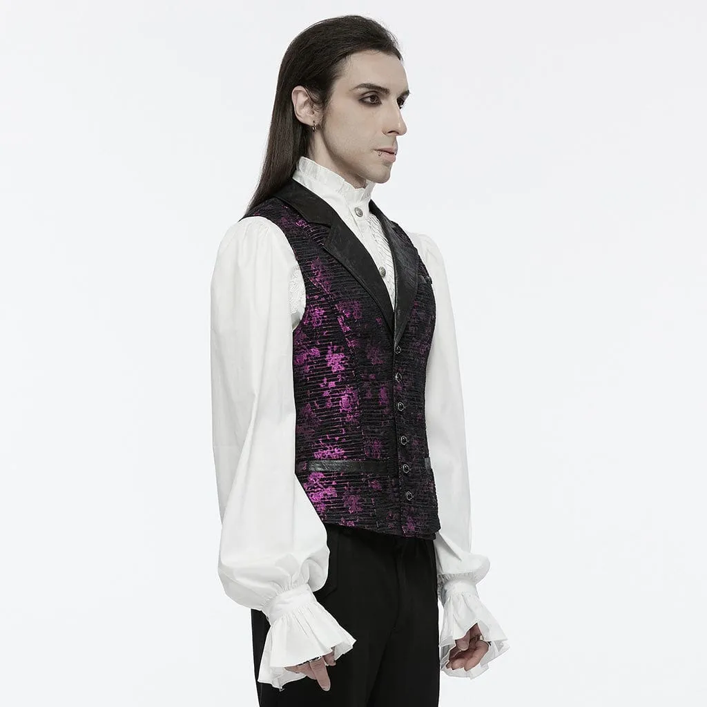 Herren Gothic Totenkopf-Schnallen-Weste Violett
