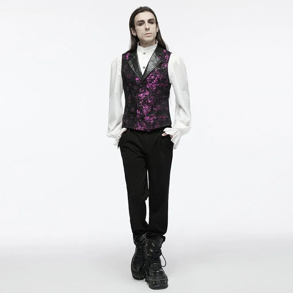 Herren Gothic Totenkopf-Schnallen-Weste Violett