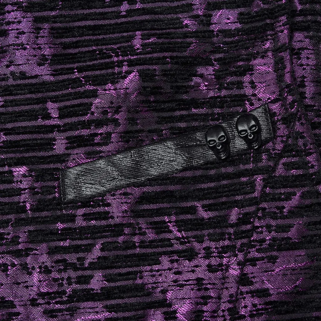 Herren Gothic Totenkopf-Schnallen-Weste Violett
