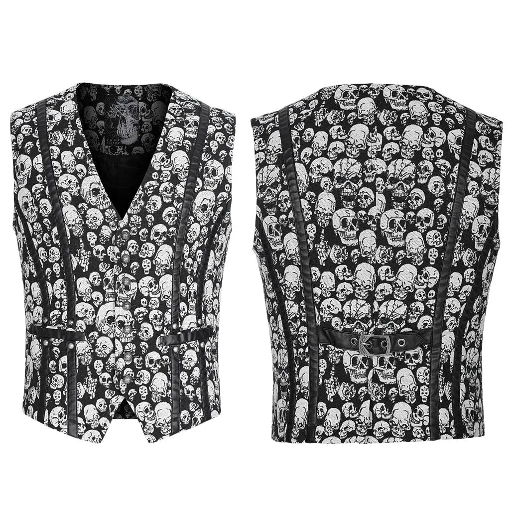 Herren Gothic Totenkopf-Print Weste