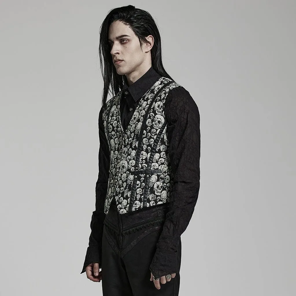 Herren Gothic Totenkopf-Print Weste
