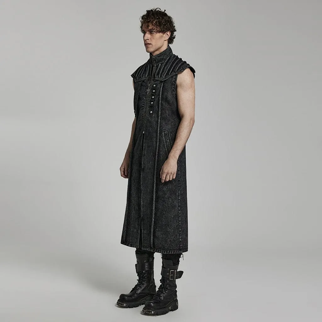Herren Gothic Stehkragen Vintage Langweste