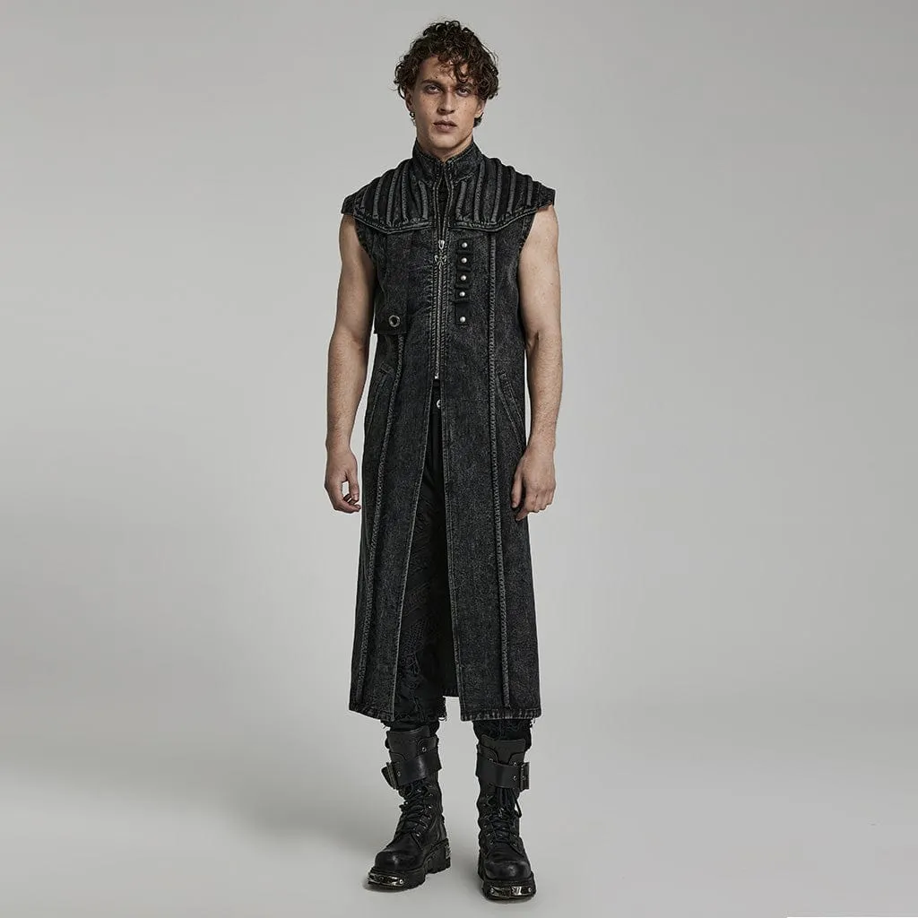 Herren Gothic Stehkragen Vintage Langweste