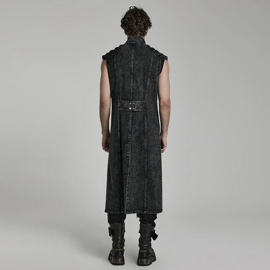 Herren Gothic Stehkragen Vintage Langweste
