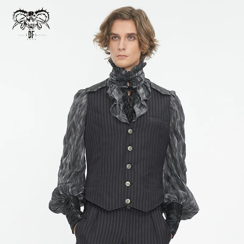 Herren Gothic Gestreifte Kunstleder-Splice-Weste