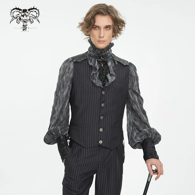 Herren Gothic Gestreifte Kunstleder-Splice-Weste