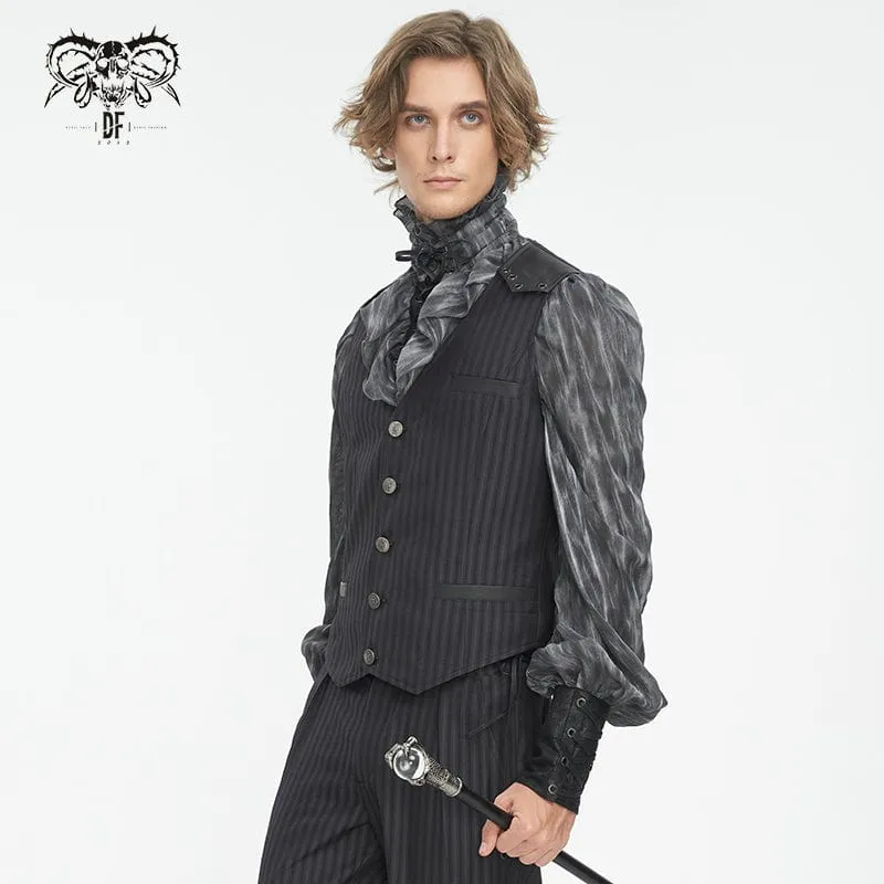 Herren Gothic Gestreifte Kunstleder-Splice-Weste