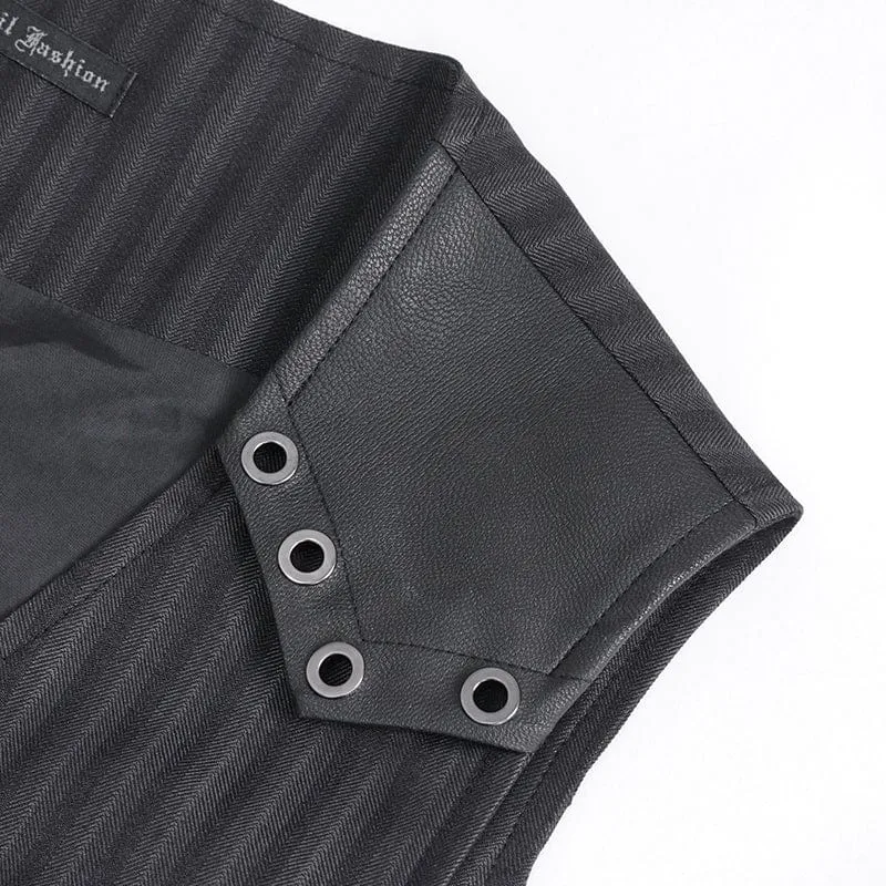Herren Gothic Gestreifte Kunstleder-Splice-Weste
