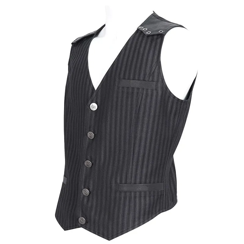 Herren Gothic Gestreifte Kunstleder-Splice-Weste