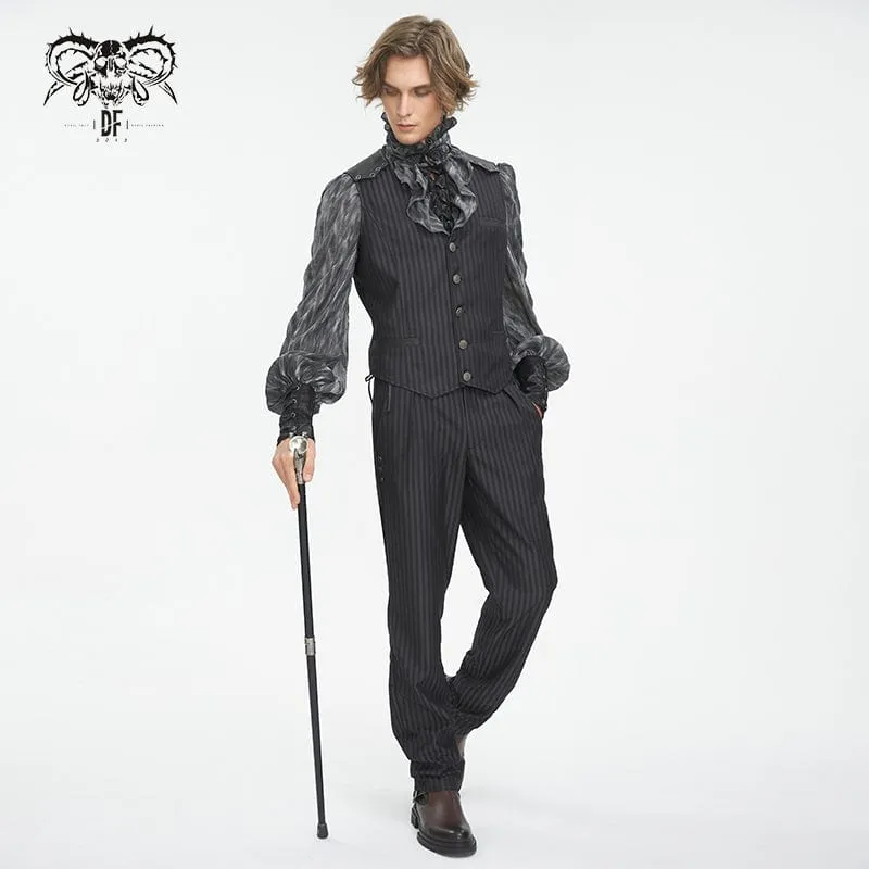 Herren Gothic Gestreifte Kunstleder-Splice-Weste