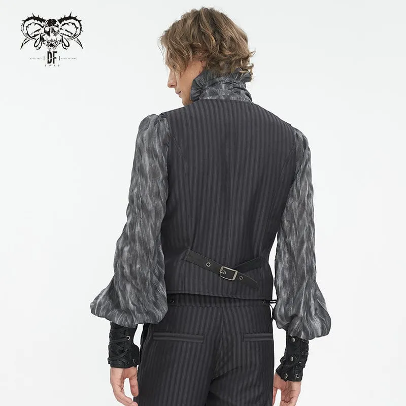 Herren Gothic Gestreifte Kunstleder-Splice-Weste