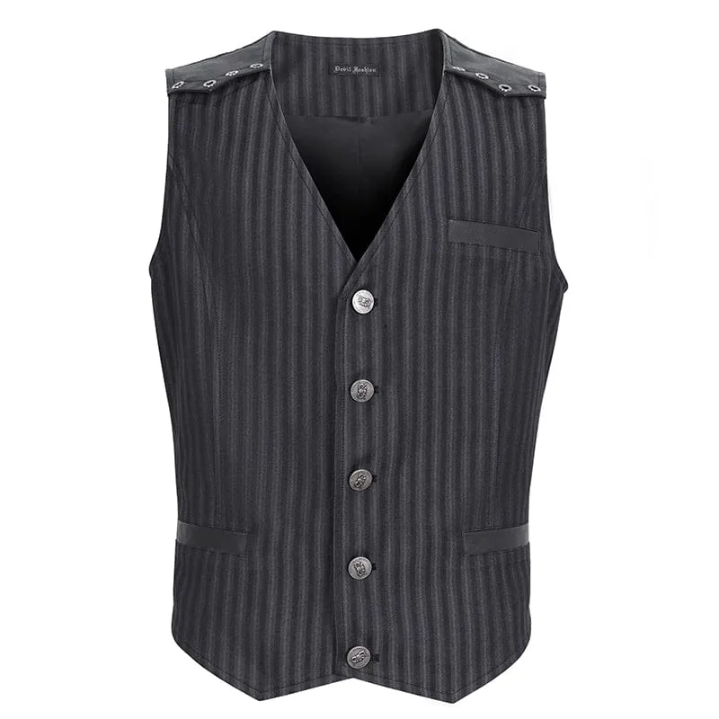 Herren Gothic Gestreifte Kunstleder-Splice-Weste