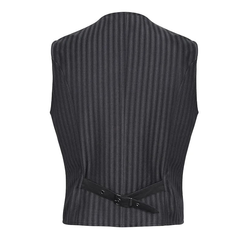 Herren Gothic Gestreifte Kunstleder-Splice-Weste