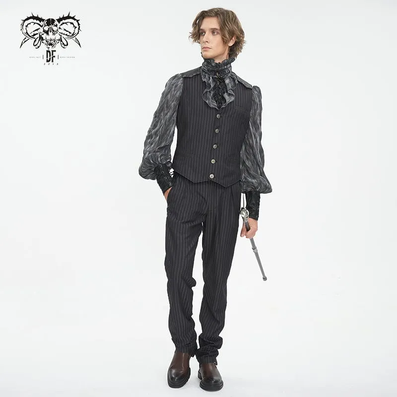Herren Gothic Gestreifte Kunstleder-Splice-Weste