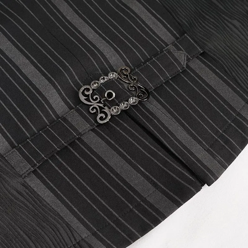 Herren Gothic Streifen Weste Schwarz mit abnehmbarer Schwalbenschwanz