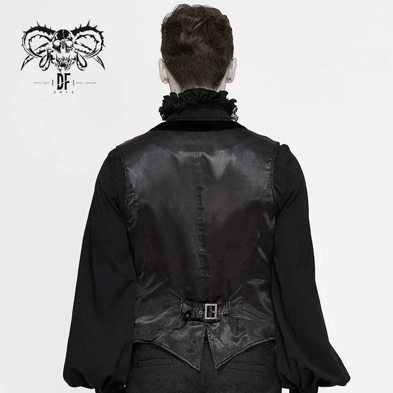 Herren Gothic V-Ausschnitt Rücken Kunstleder Westen