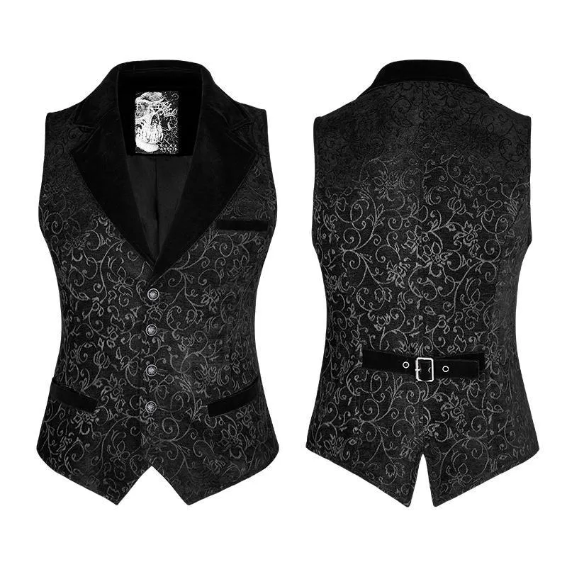 Herren Gothic Vintage Jacquard Weste