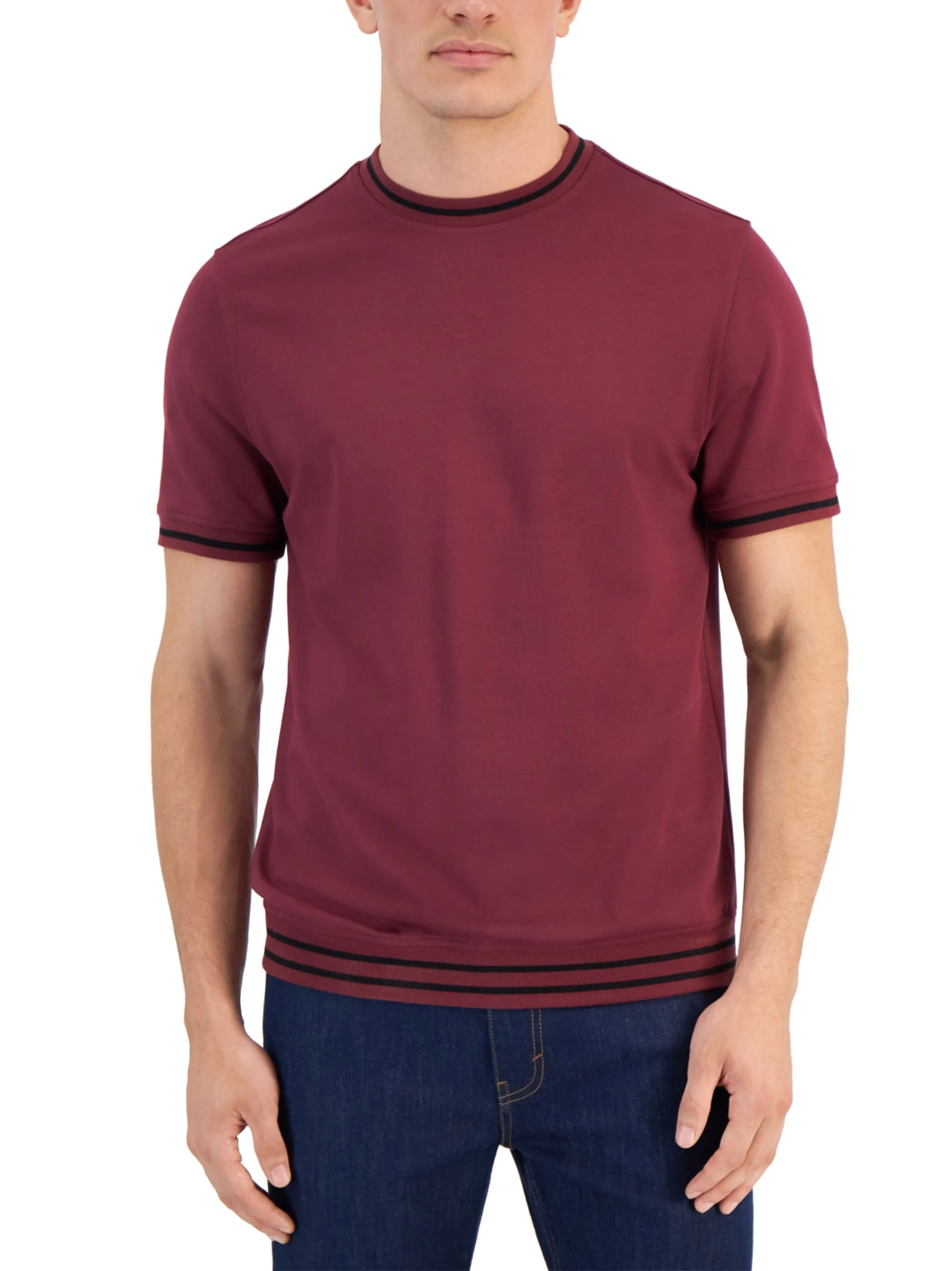 Herren Basic T-Shirt, Burgunderrot