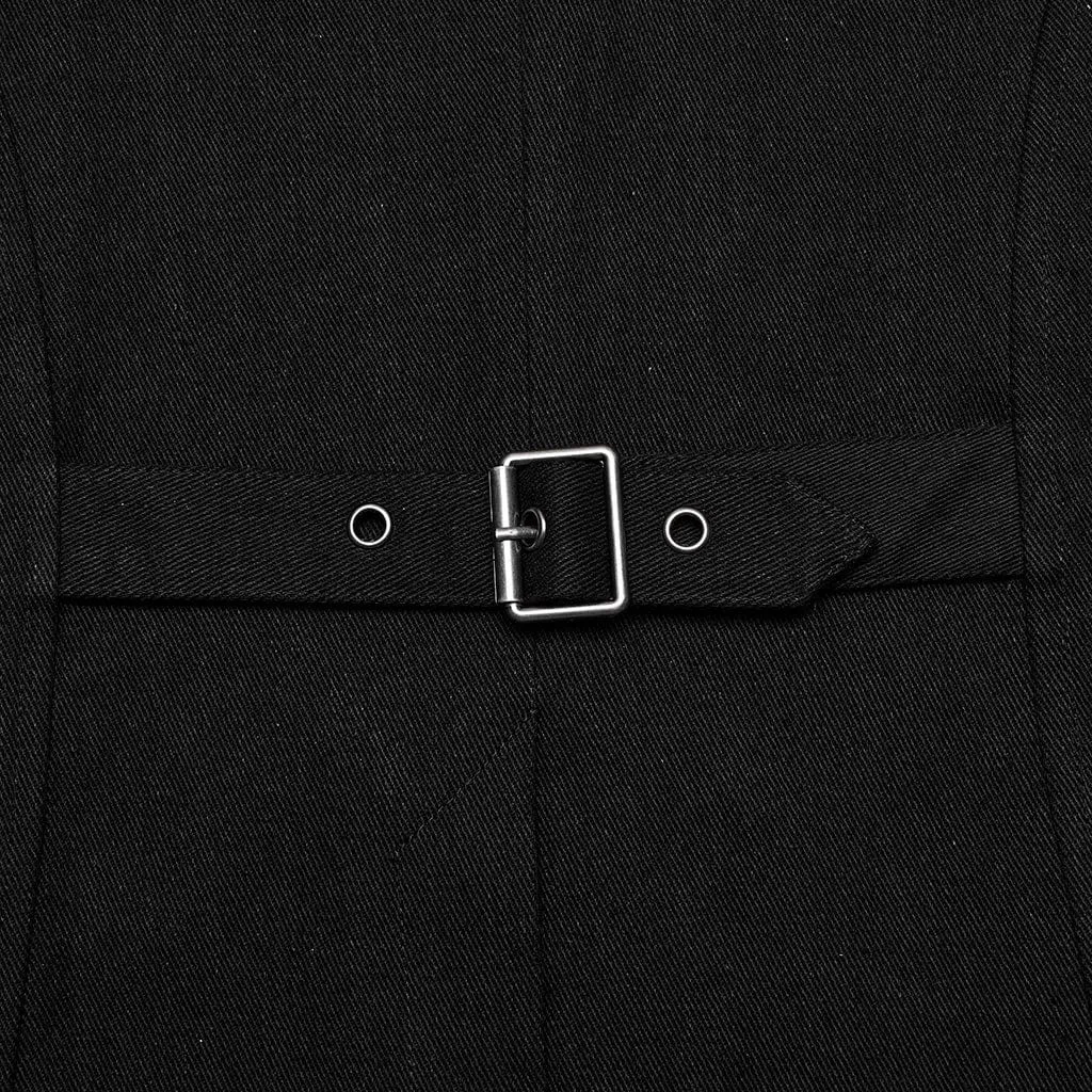 Herren-Punk-Vest aus Kunstleder mit großen Taschen in Schwarz-Rot
