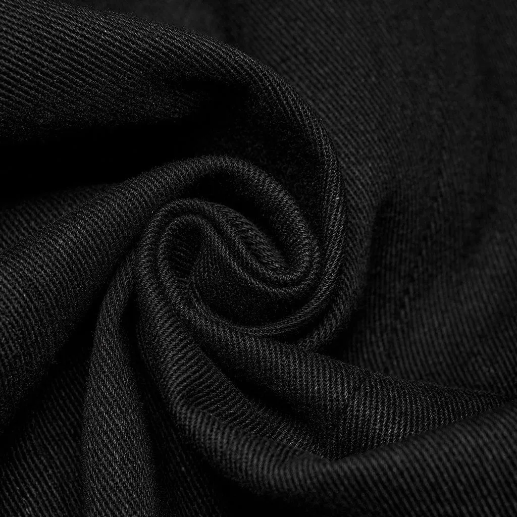Herren-Punk-Vest aus Kunstleder mit großen Taschen in Schwarz-Rot