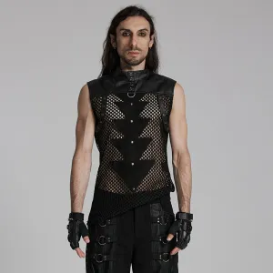 Herren Punk Mesh Dreiecks-Ösen Weste