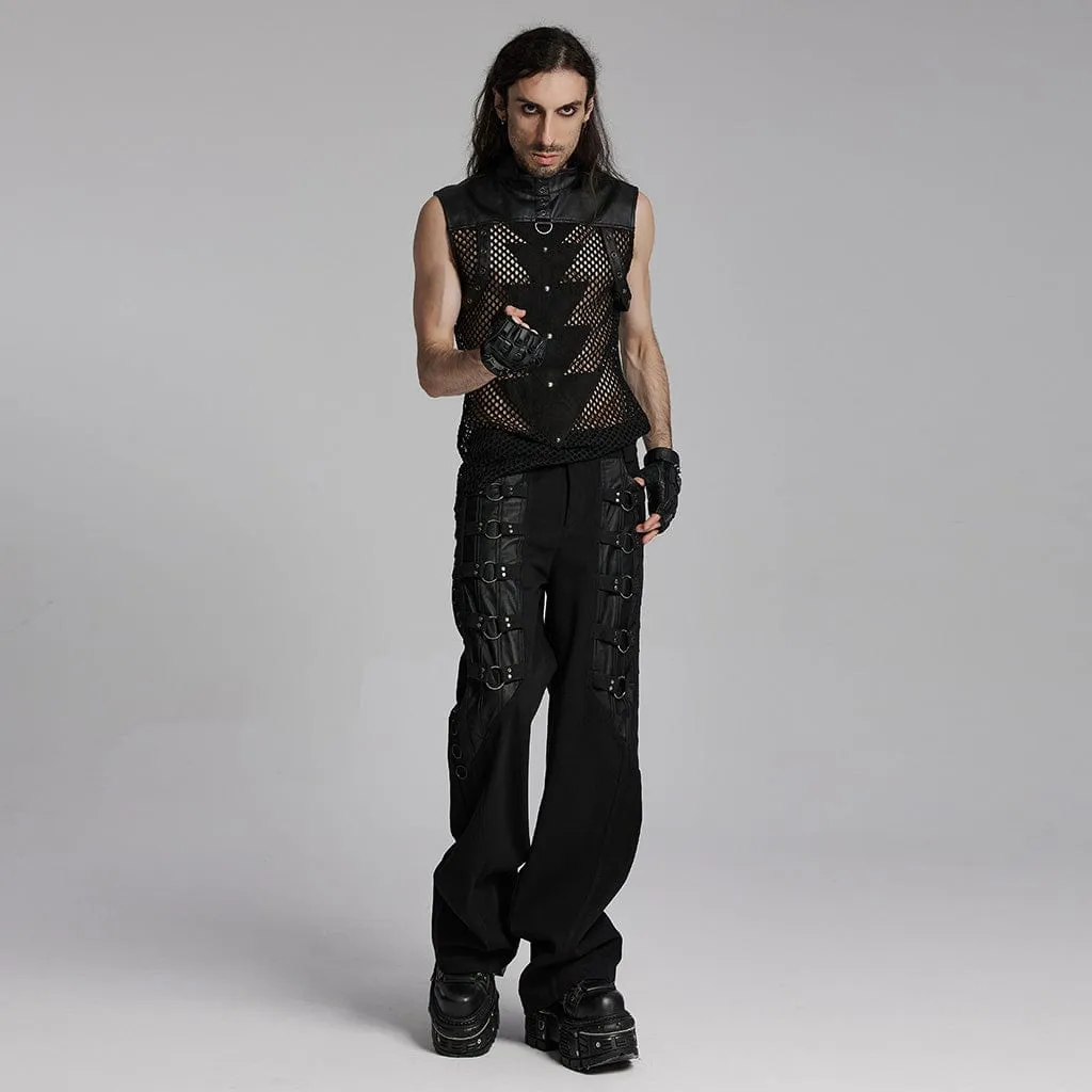 Herren Punk Mesh Dreiecks-Ösen Weste