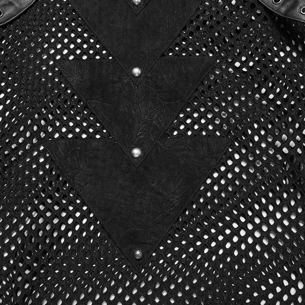 Herren Punk Mesh Dreiecks-Ösen Weste