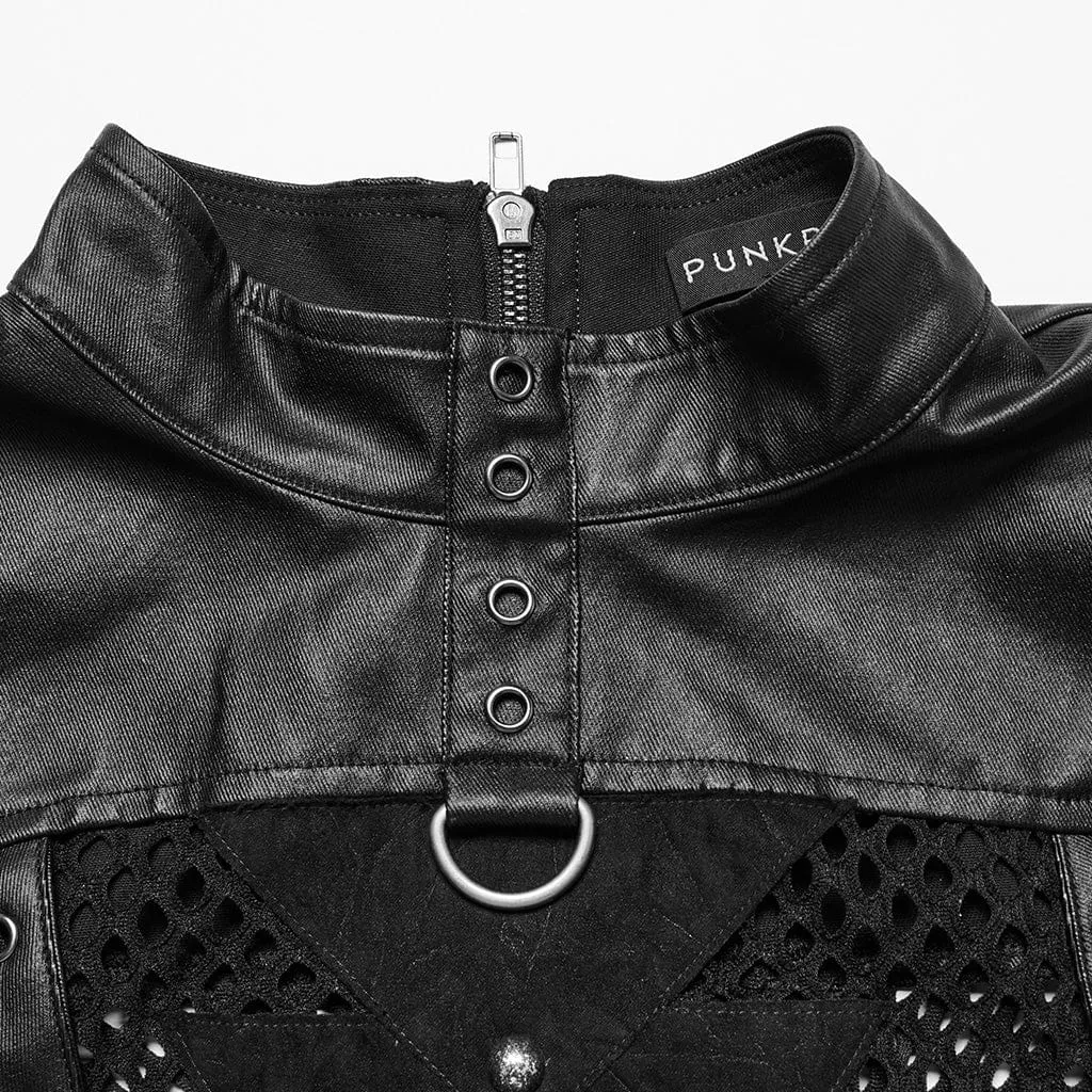 Herren Punk Mesh Dreiecks-Ösen Weste
