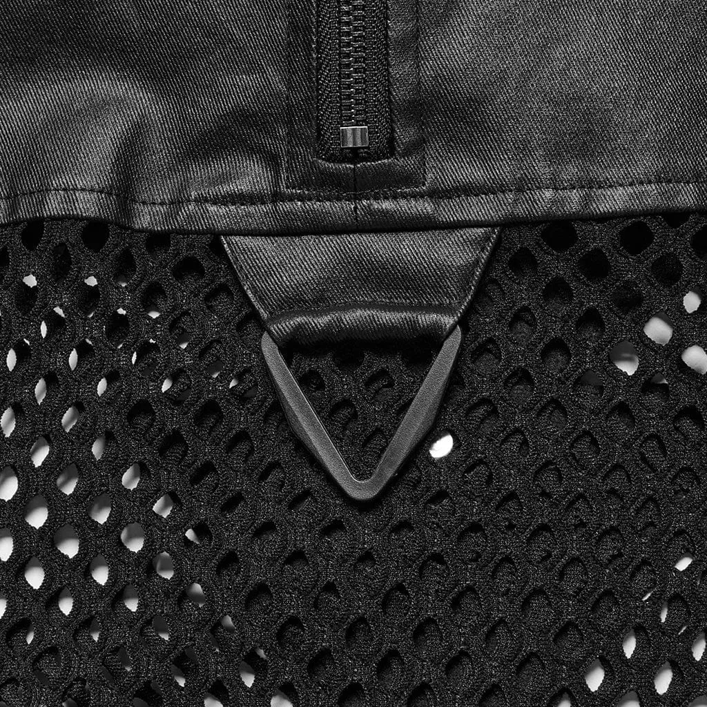 Herren Punk Mesh Dreiecks-Ösen Weste