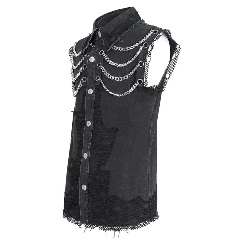 Herren Punk Multi-Kette Vintage Weste