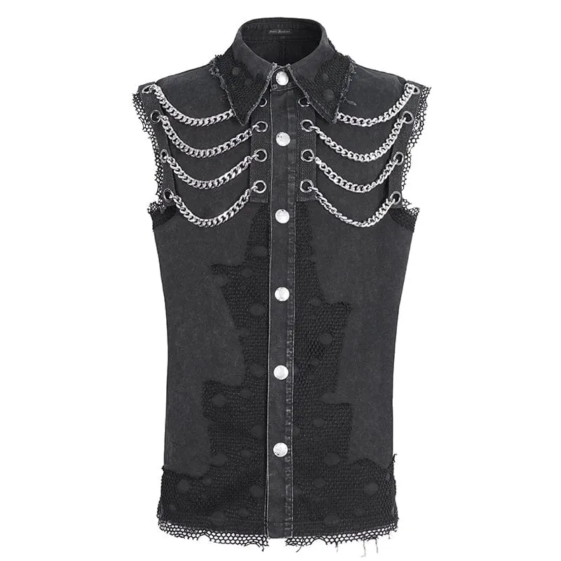 Herren Punk Multi-Kette Vintage Weste
